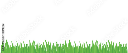 Green Grass Meadow Bottom Border for Background Element Decoration Vector Illustration