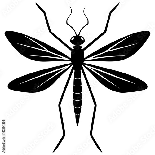 Crane fly silhouette vector illustration 