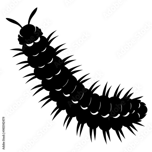 Eastern cent caterpillar silhouette vector illustration 