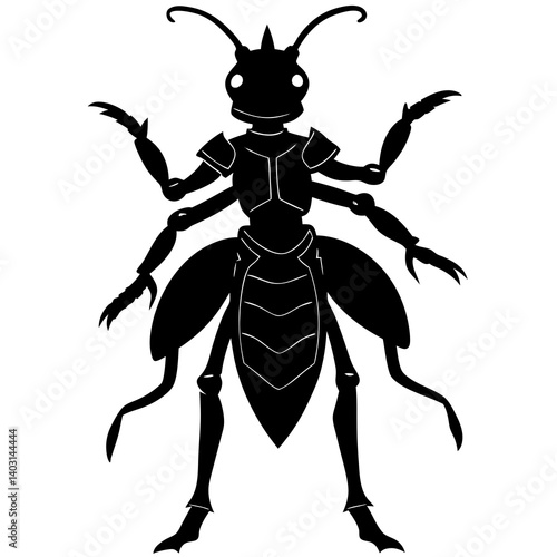 Soldier ant with armor silhouette vector illustration 