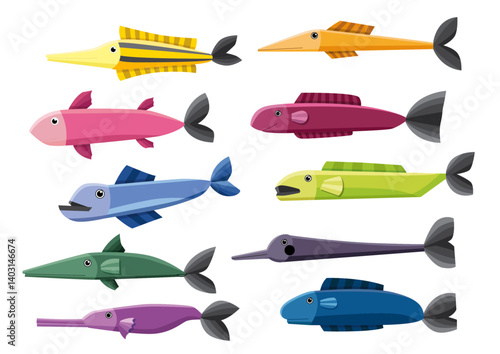 character design fish on white background
