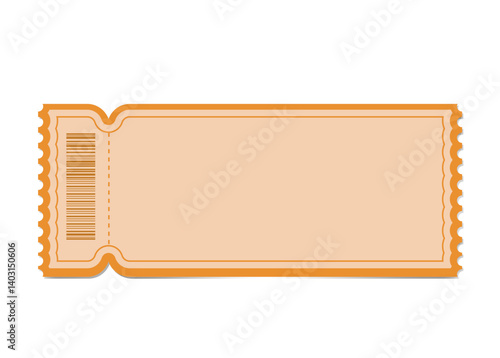 Retro entry ticket design template with barcode. Admit one. Tickets for cinema, movie, circus, carnival, film, festival, etc. Vector illustration