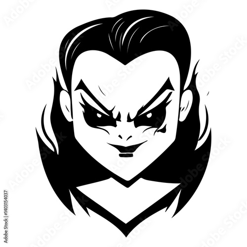 Monochrome sinister cartoon character portrait