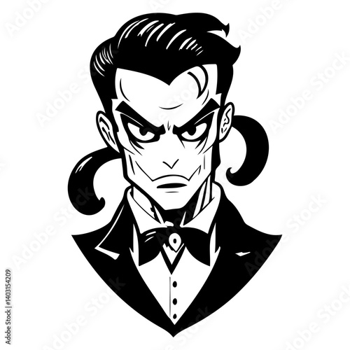 The Enigmatic Villain Portrait Black and White