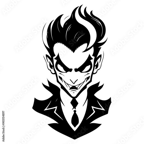 Vector Portrait of a Villain with a Twisted Smile