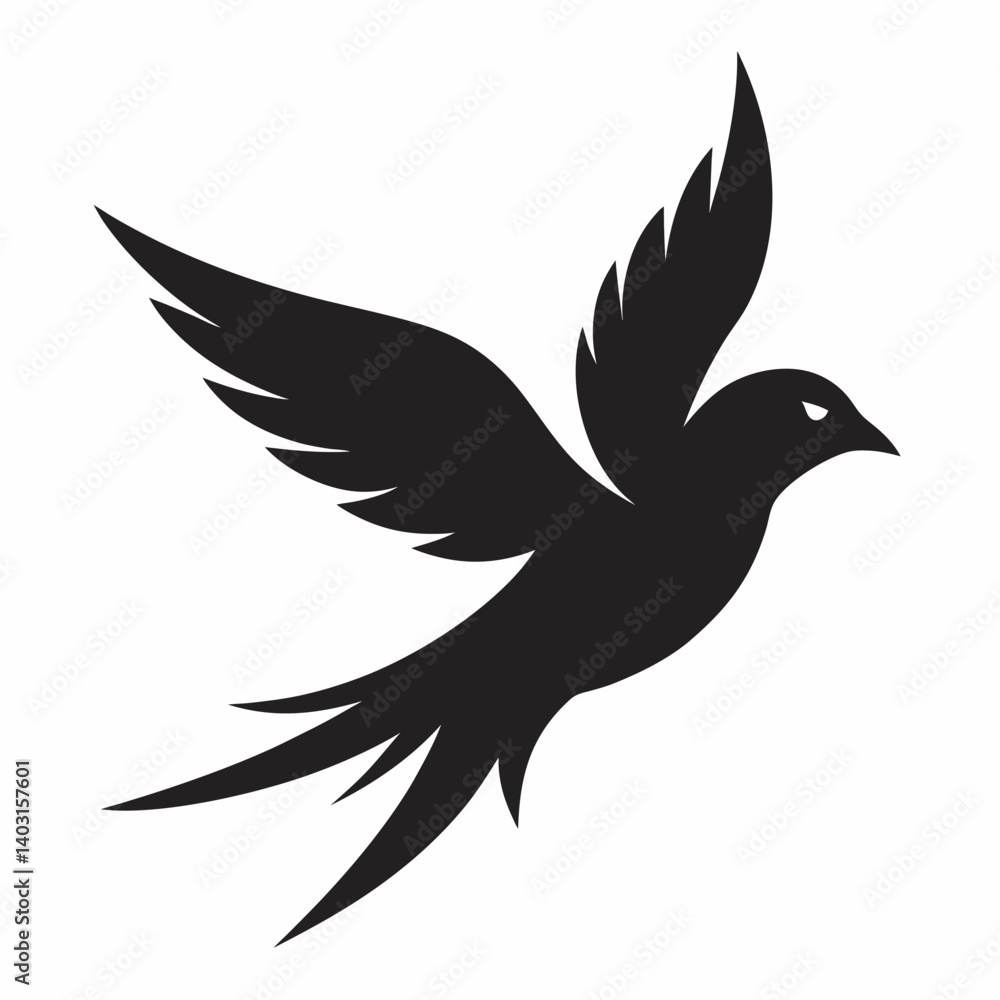 Obraz premium Bird flying black vector icon