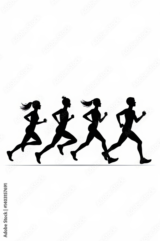 Running men and women.created with the help of artificial intelligence. Running men and women.created with the help of artificial intelligence.