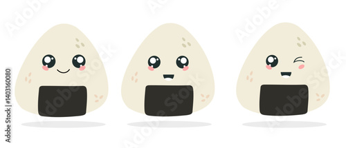 happy baby rice ball cartoon character , cute style design for t shirt, sticker, logo element on white background