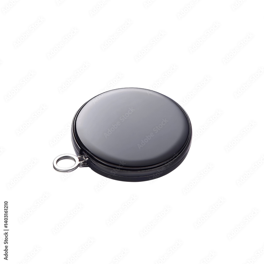 Sleek Black Compact Mirror with Silver Loop Sleek Black Compact Mirror with Silver Loop