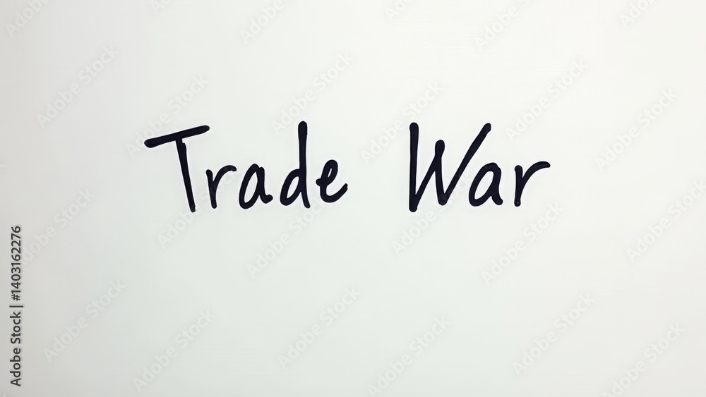 Handwritten Phrase- Trade War, On White Handwritten Phrase- Trade War, On White