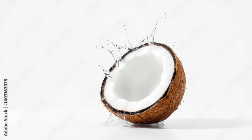 Splashing Water on Halved Coconut Splashing Water on Halved Coconut