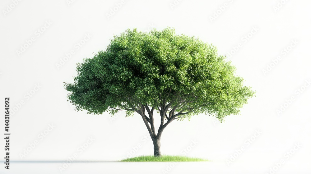 Lush green tree, studio backdrop, isolated, nature, growth, environmental Lush green tree, studio backdrop, isolated, nature, growth, environmental