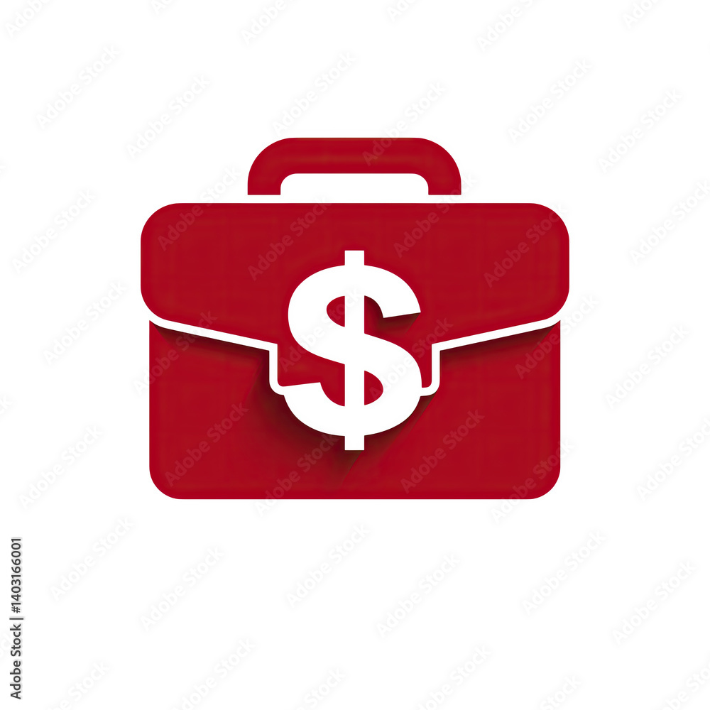 Red briefcase with white dollar symbol isolated on white background Red briefcase with white dollar symbol isolated on white background