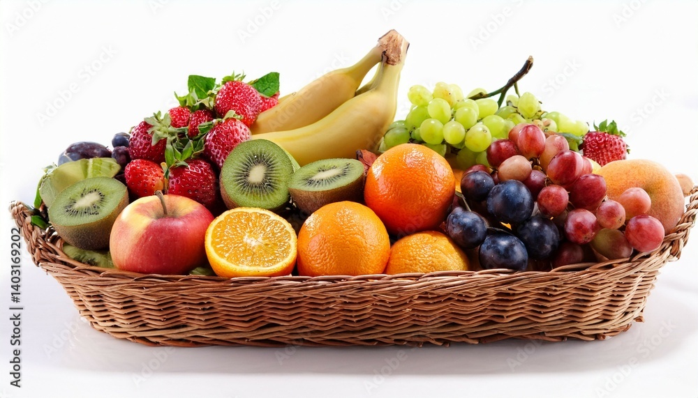 assorted fruit baskets isolated on white background assorted fruit baskets isolated on white background