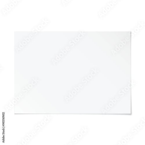 Vector landscape orientation empty A4 white paper with shadow