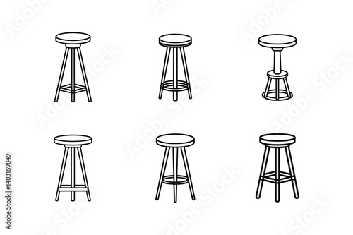 bar stool line art vector illustration