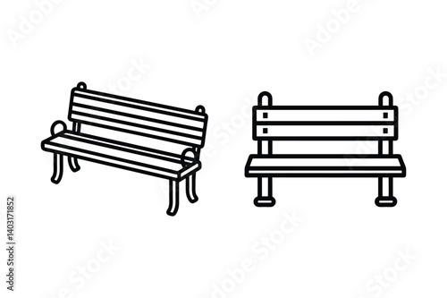 bench icon outline vector illustration