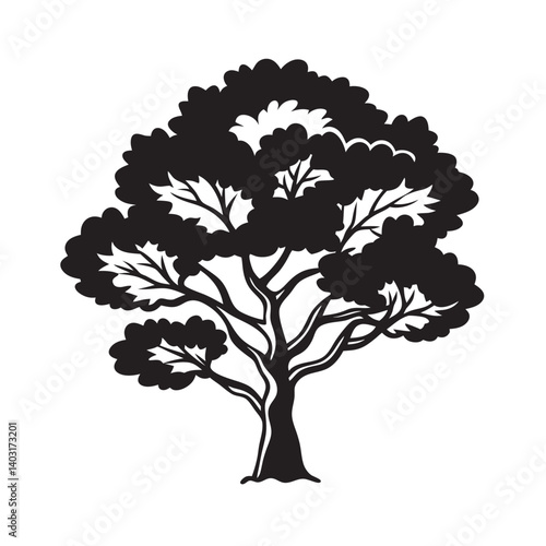 Tamarisk tree silhouette for desert landscape
