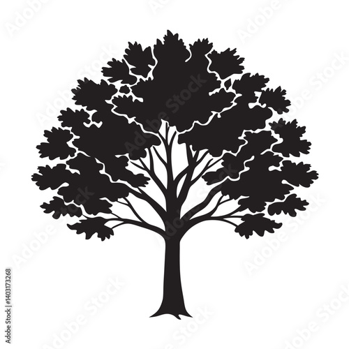 Sycamore tree silhouette for leafy nature design