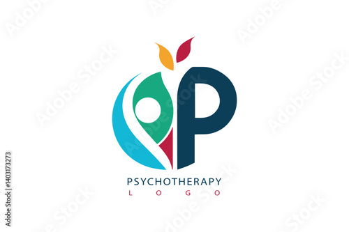 Flat minimalist psychotherapy logo therapy logo 