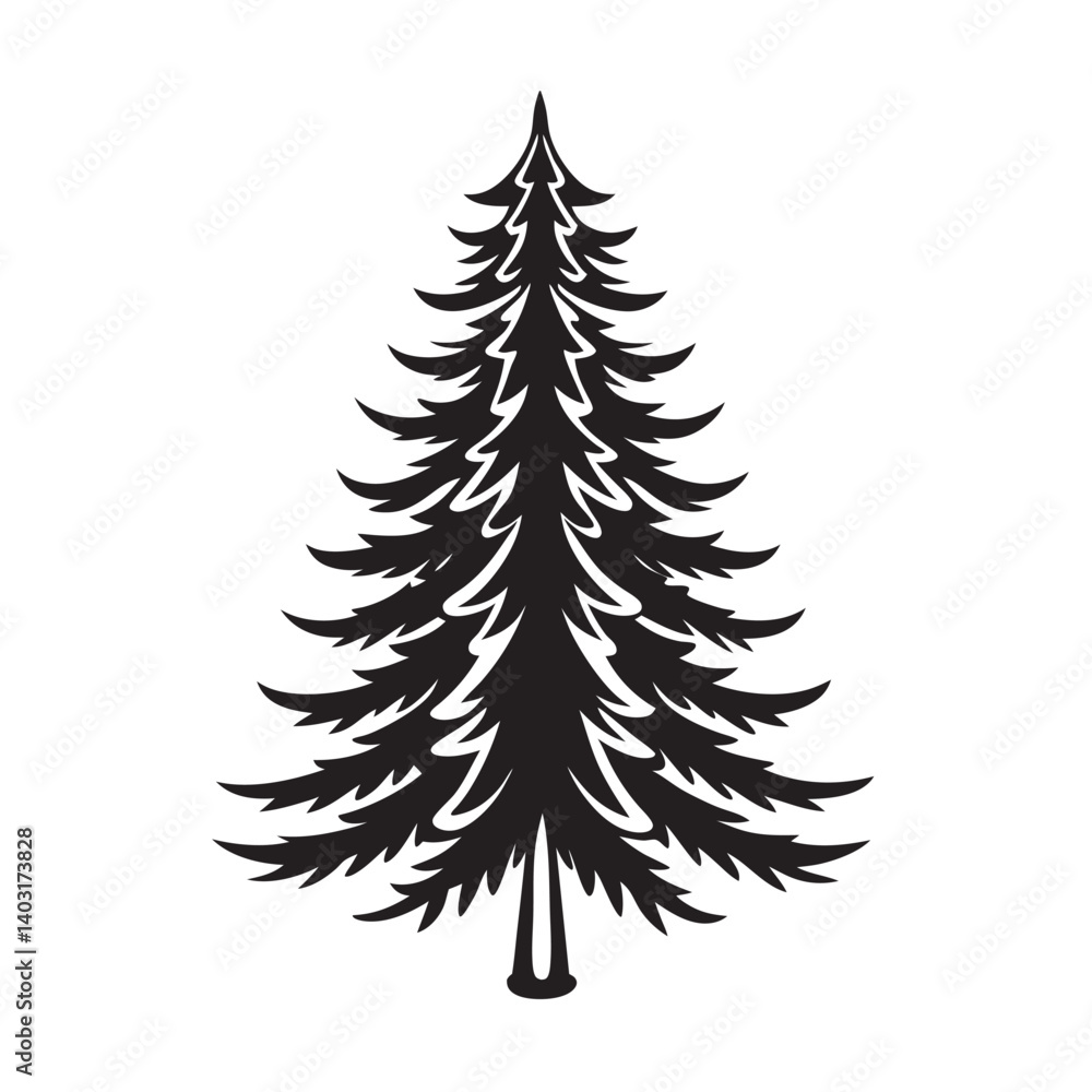 Obraz premium Fir tree silhouette for pine forest concept