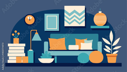 A section dedicated to home decor featuring modern wall art and throw pillows