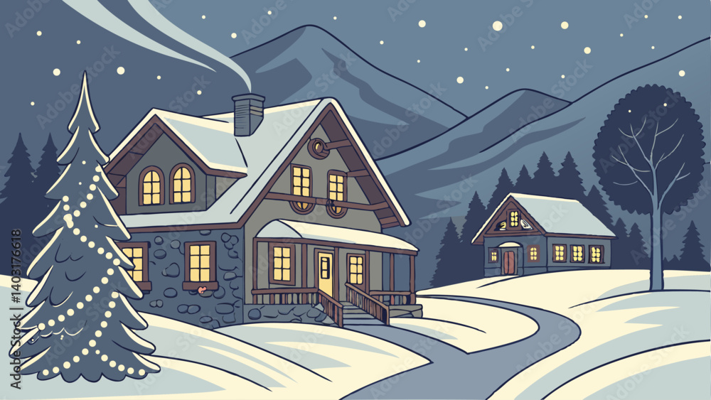 Obraz premium winter landscape with houses