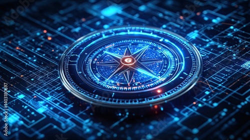 Wallpaper Mural Compass icon with GPS overlay, digital navigation and technology concept for location-based services and apps Torontodigital.ca