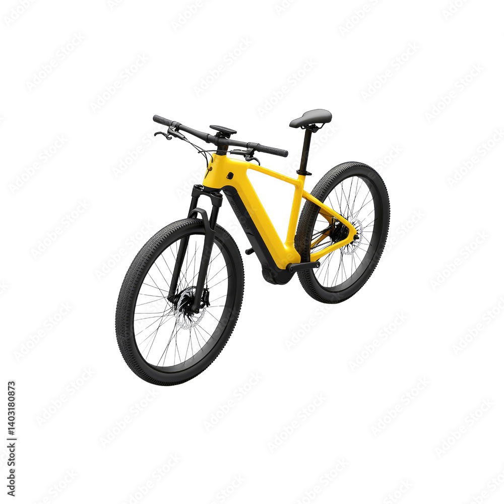 Sleek Yellow Electric Mountain Bike - Isolated on Black Sleek Yellow Electric Mountain Bike - Isolated on Black