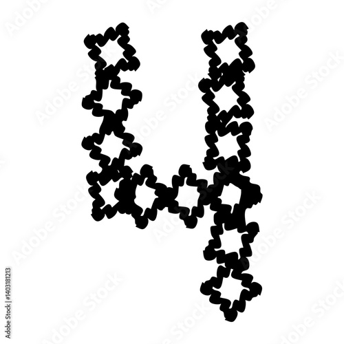  Number 4 Presented As A Black Outline For Education Concept
