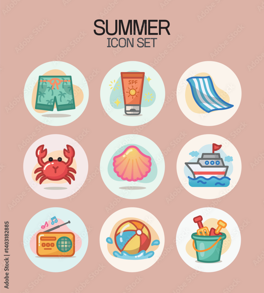 Summer Icons Collection | Color Art Styles Summer Icons Collection | Color Art Styles