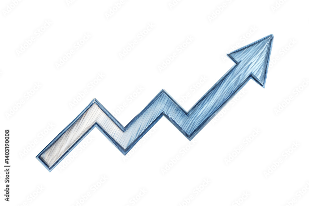 Hand drawn blue upward arrow graph isolated on transparent background. Png Hand drawn blue upward arrow graph isolated on transparent background. Png