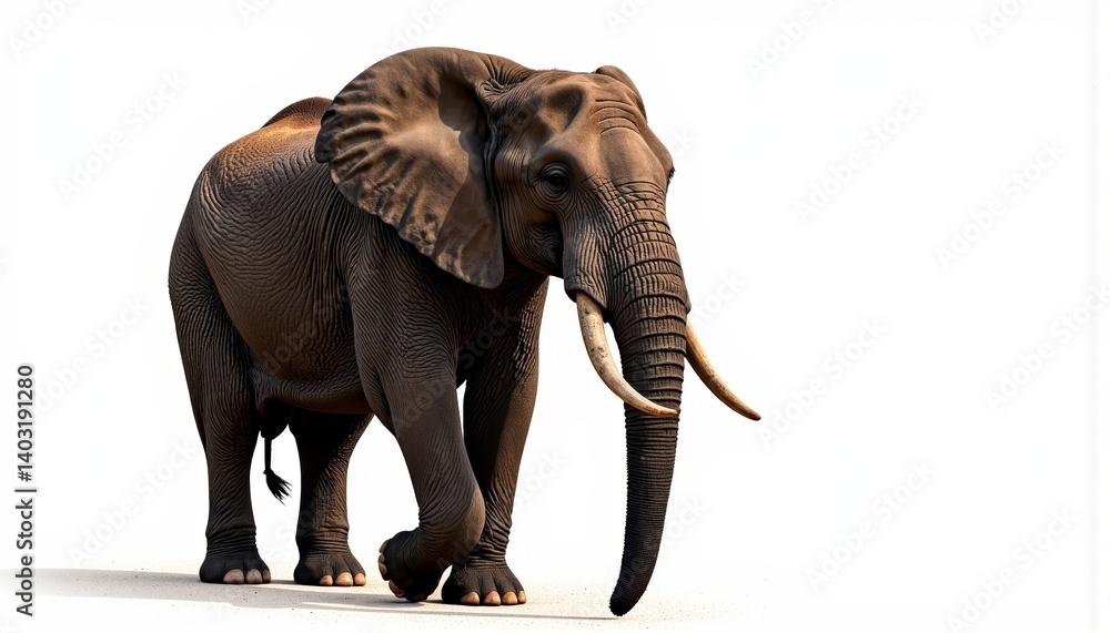 Obraz premium Elephant walking gracefully against a white background