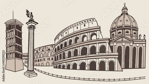 pisa tower sketch