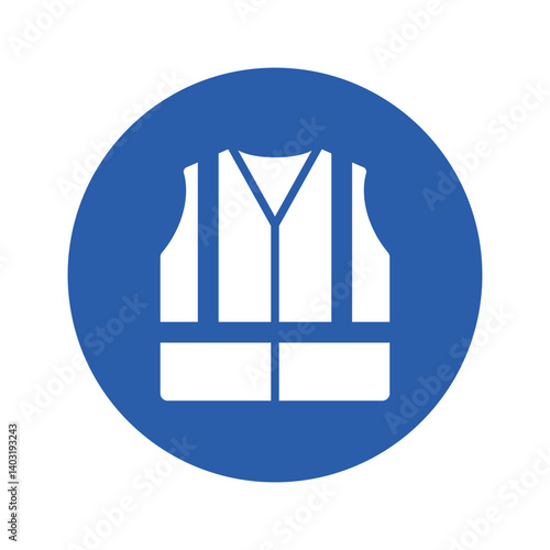 Isolated pictogram of a safety vest icon, representing protection, visibility, and safety for workers in hazardous environments