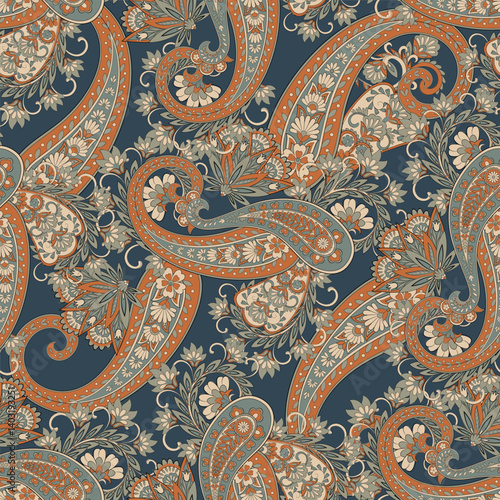 Vintage floral background. Damask paisley seamless vector pattern