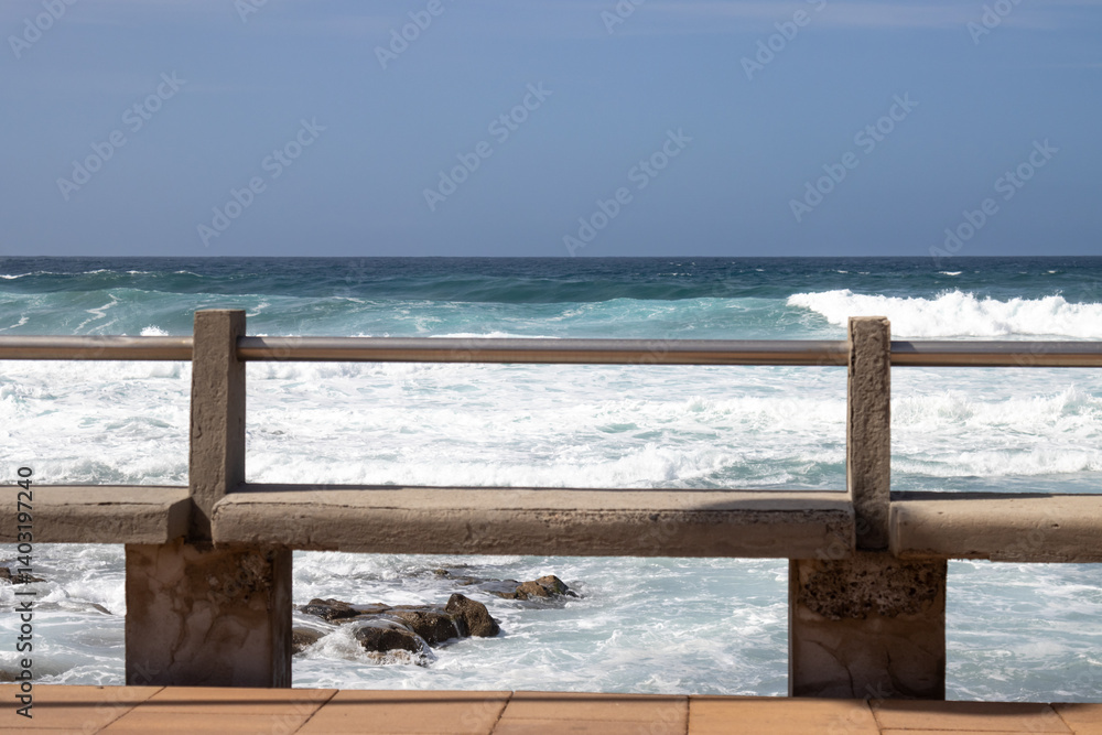 Benches on the Atlantic ocean coast, Spain Benches on the Atlantic ocean coast, Spain