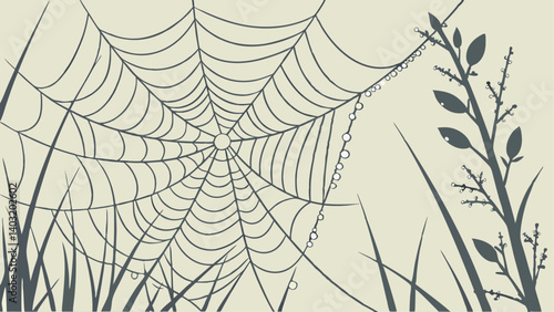 spider web with dew