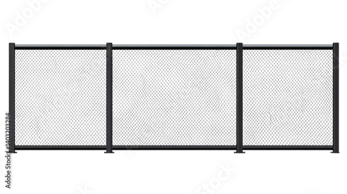 Safety Barrier: A stark monochrome portrayal of a robust chain-link fence, a symbol of safety and division, constructed with strong metal.