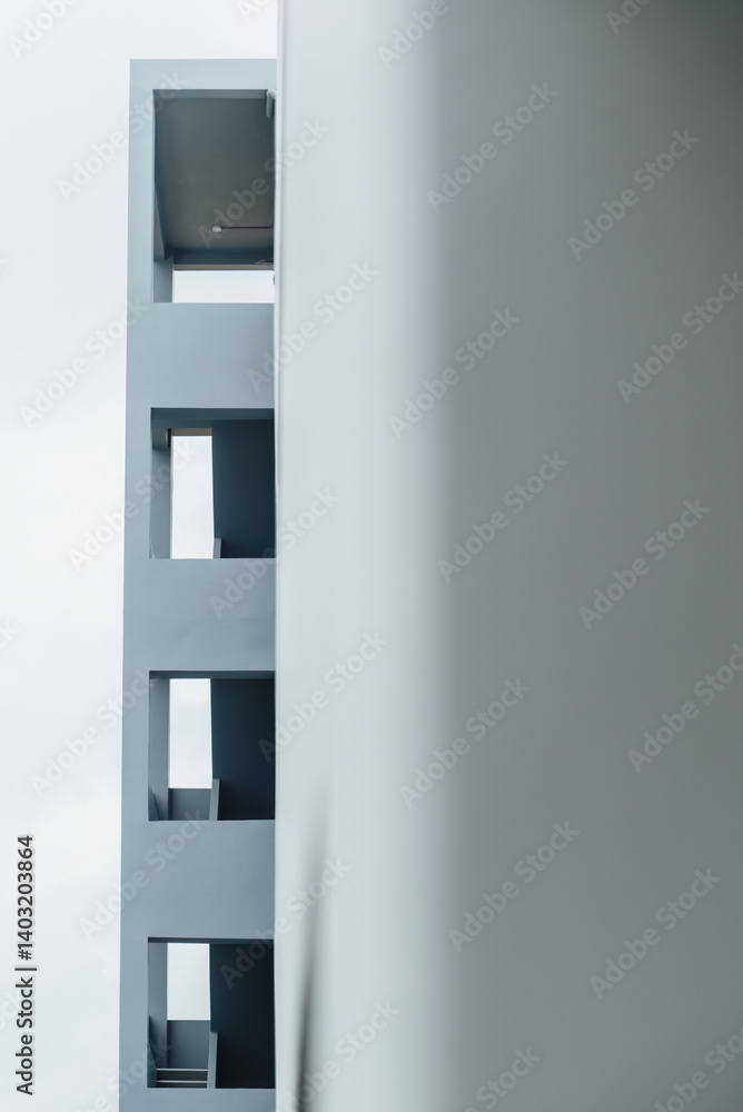 Modern building exterior with geometric shapes, architecture Modern building exterior with geometric shapes, architecture