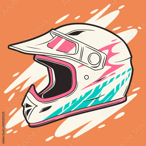 White Motocross Helmet Graphic Design