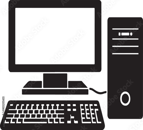 desktop computer setup vector Silhouettes design illustration