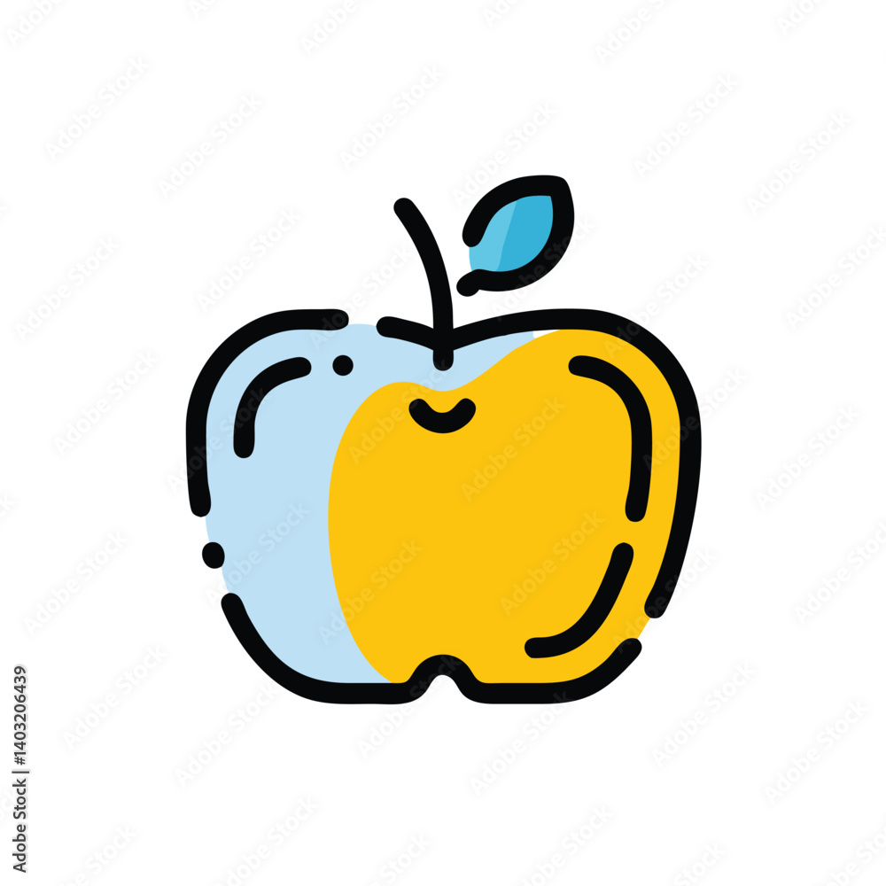 Vibrant Line Art Illustration of a Delicious Apple Vibrant Line Art Illustration of a Delicious Apple