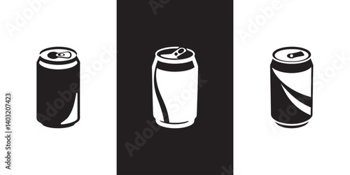 Professional Soda Can Icons Silhouette Vector Illustration