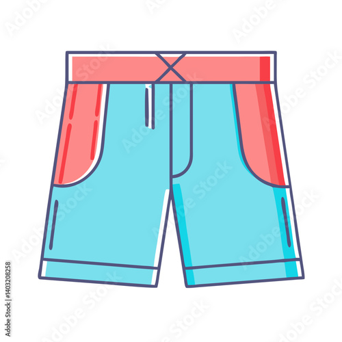 Stylish Aqua Blue Summer Shorts with Coral Side Pockets and Waistband