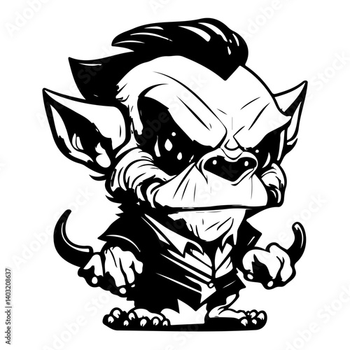 Cartoonish Mischief: Monster Character in Suit