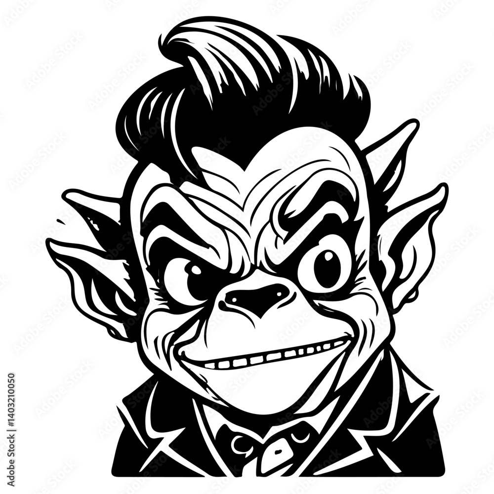 Stylized Gremlin Portrait in Black and White Stylized Gremlin Portrait in Black and White