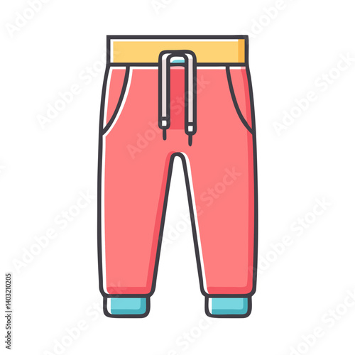 Childrens Red Sweatpants with Yellow Waistband and Drawstring