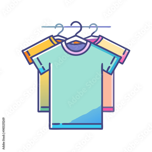 Colorful Tshirts Hanging on a Clothes Rack Ready for Sale