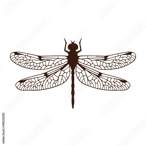dragonfly silhouette insect detailed wings nature bug icon vector illustration